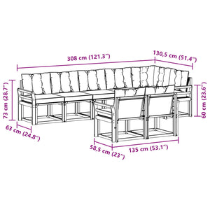 Σειρά Καναπέ Εξωτερικού με μαξιλάρι 8 pcs Φυσικό και Μπεζ - Pakobazaar