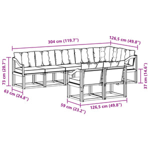 Σειρά Καναπέ Εξωτερικού με μαξιλάρι 8 pcs Φυσικό και Μπεζ - Pakobazaar