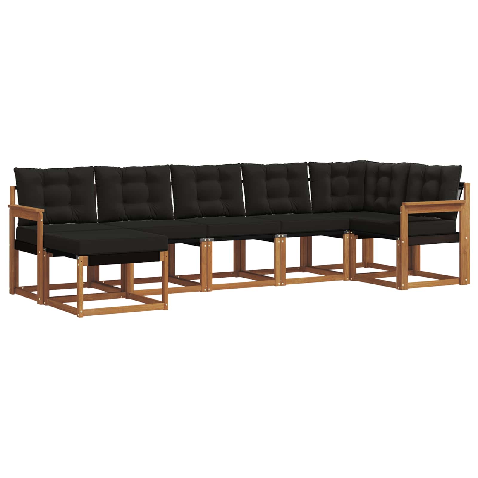 Σειρά Καναπέ Εξωτερικού με μαξιλάρι 7 pcs Φυσικό και Μαύρο - Pakobazaar