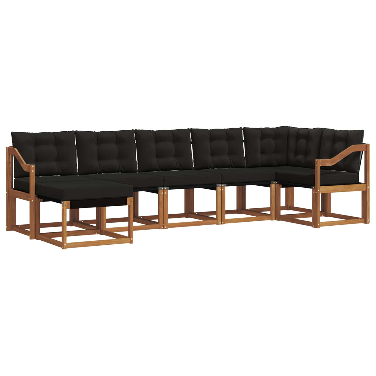 Σειρά Καναπέ Εξωτερικού με μαξιλάρι 7 pcs Φυσικό και Μαύρο - Pakobazaar