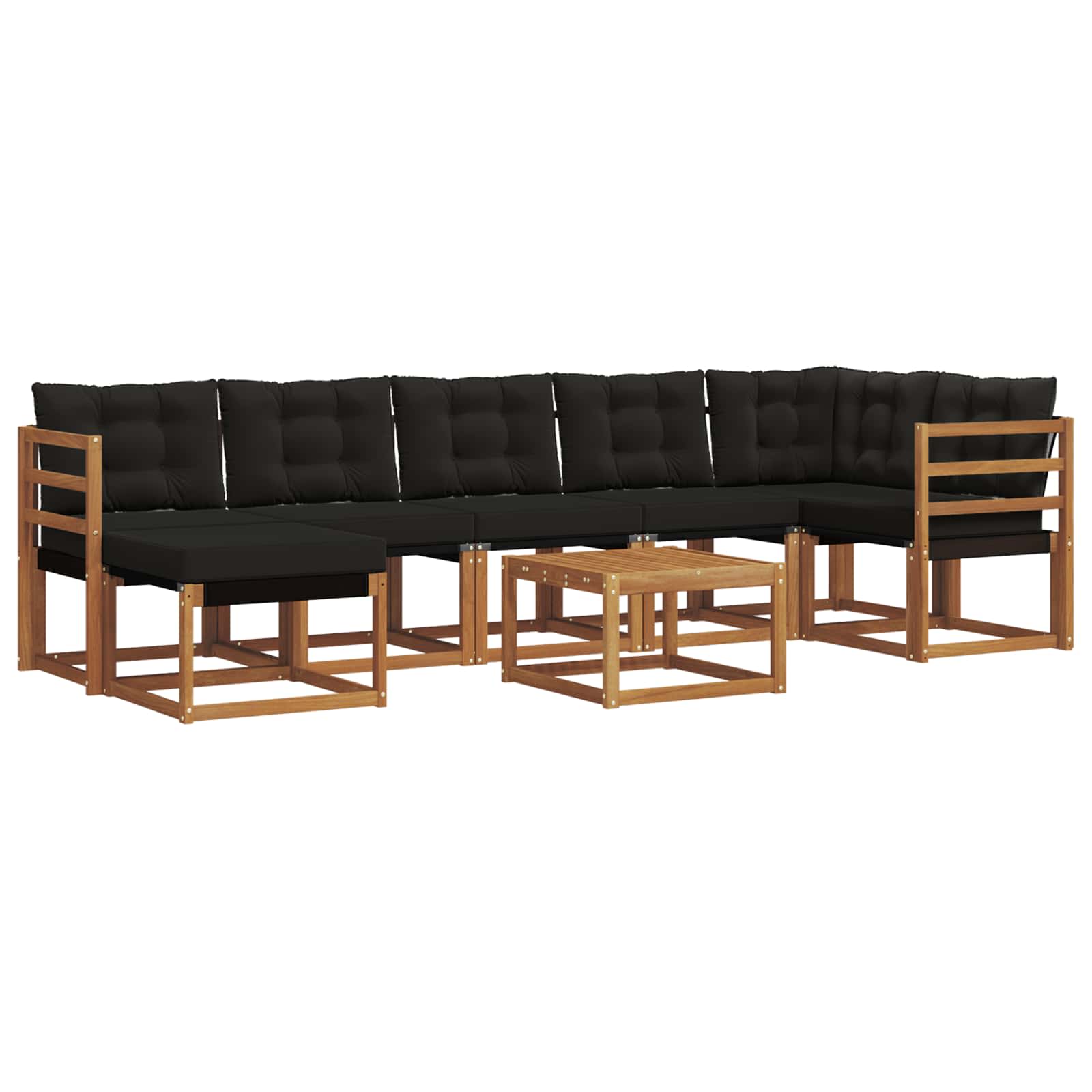Σειρά Καναπέ Εξωτερικού με μαξιλάρι 8 pcs Φυσικό και Μαύρο - Pakobazaar