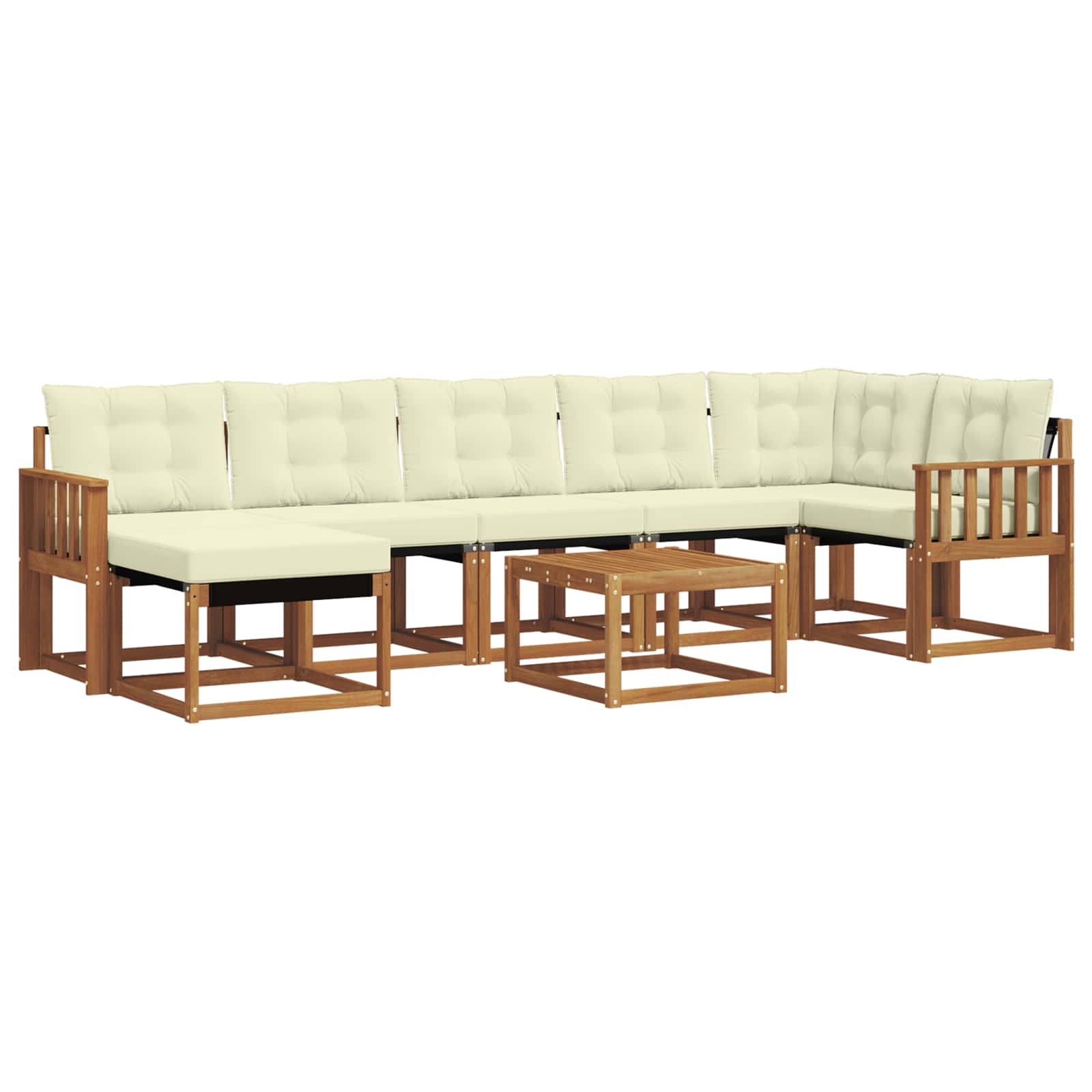Σειρά Καναπέ Εξωτερικού με μαξιλάρι 8 pcs Φυσικό και Κρέμα - Pakobazaar