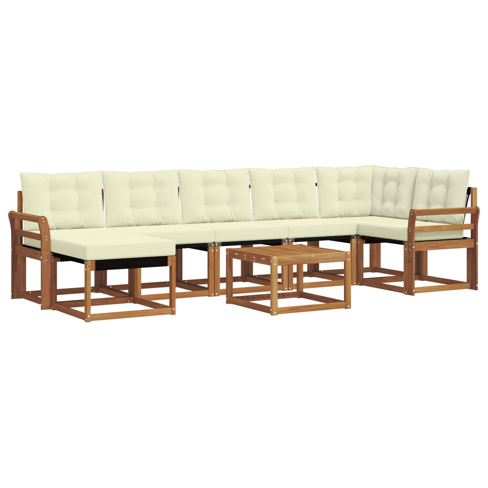 Σειρά Καναπέ Εξωτερικού με μαξιλάρι 8 pcs Φυσικό και Κρέμα - Pakobazaar