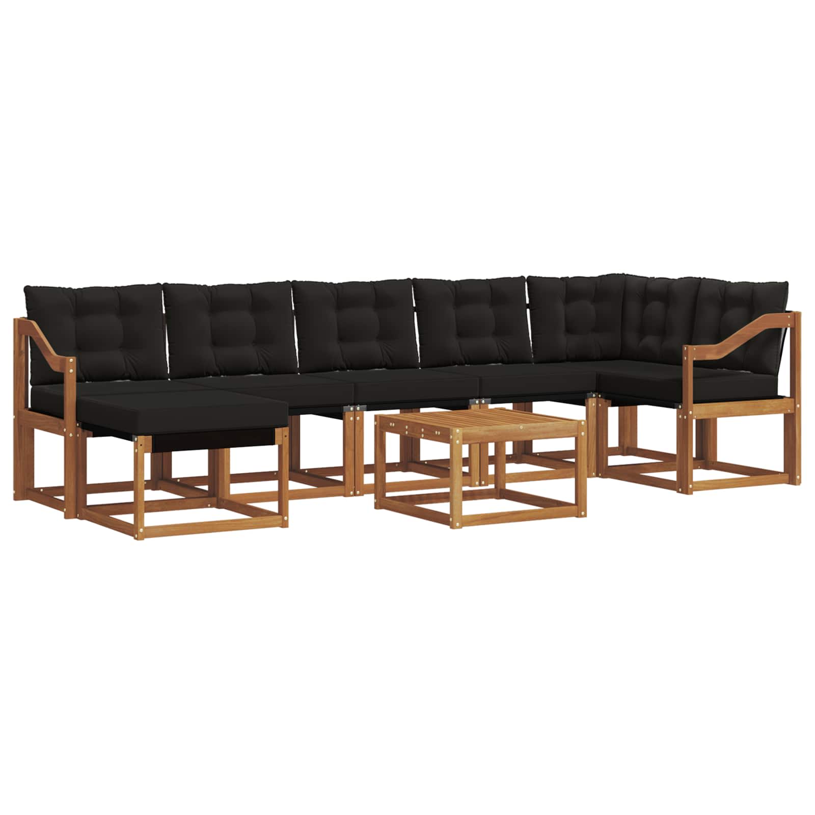 Σειρά Καναπέ Εξωτερικού με μαξιλάρι 8 pcs Φυσικό και Μαύρο - Pakobazaar