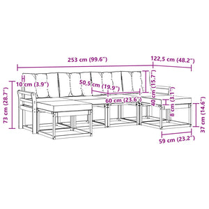 Σειρά Καναπέ Εξωτερικού με μαξιλάρι 6 pcs Φυσικό και Μπεζ - Pakobazaar