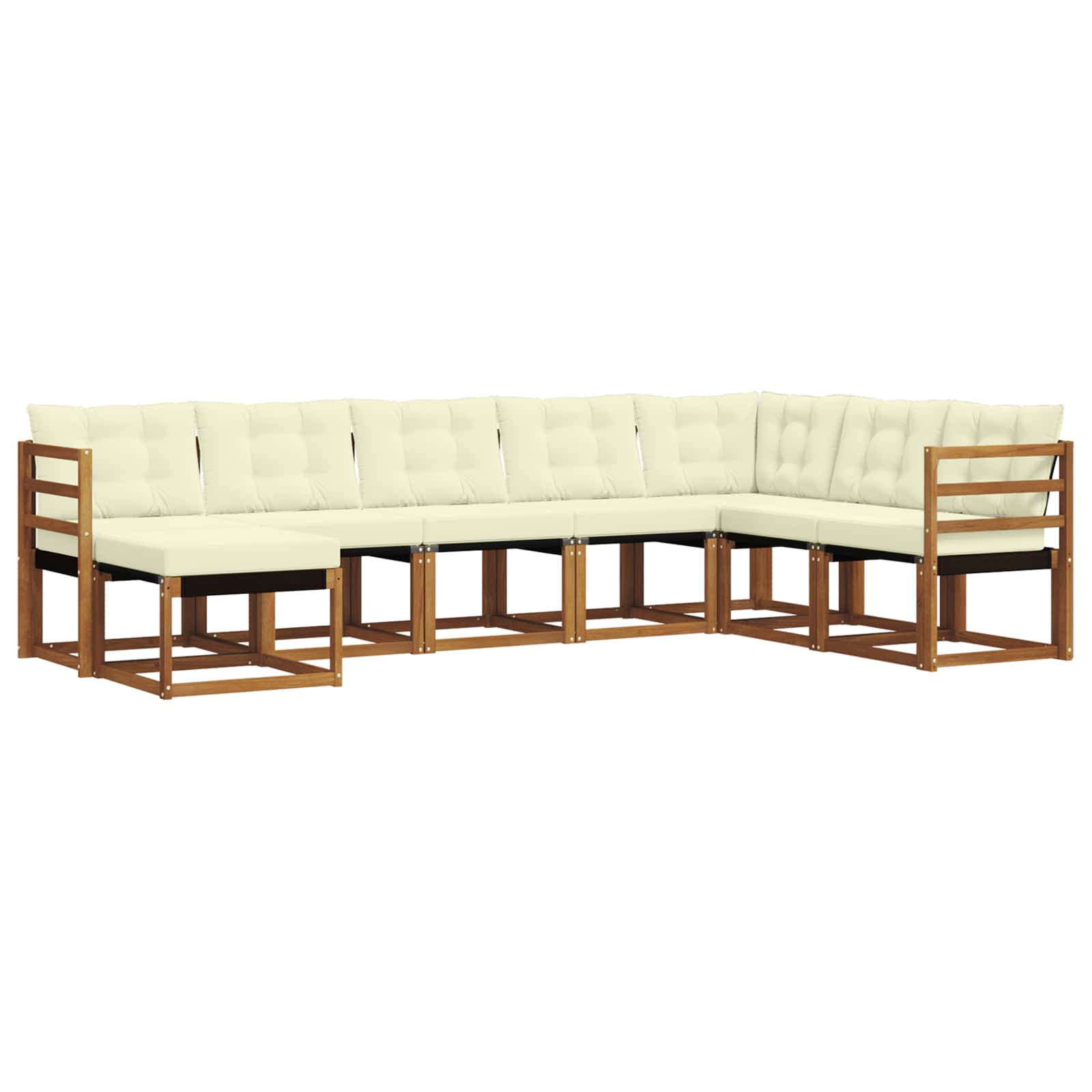 Σειρά Καναπέ Εξωτερικού με μαξιλάρι 8 pcs Φυσικό και Κρέμα - Pakobazaar