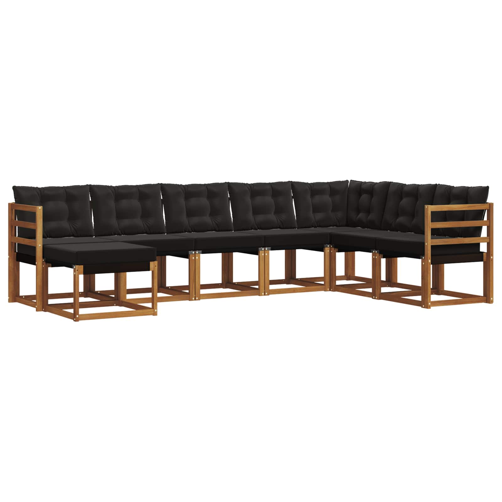 Σειρά Καναπέ Εξωτερικού με μαξιλάρι 8 pcs Φυσικό και Μαύρο - Pakobazaar