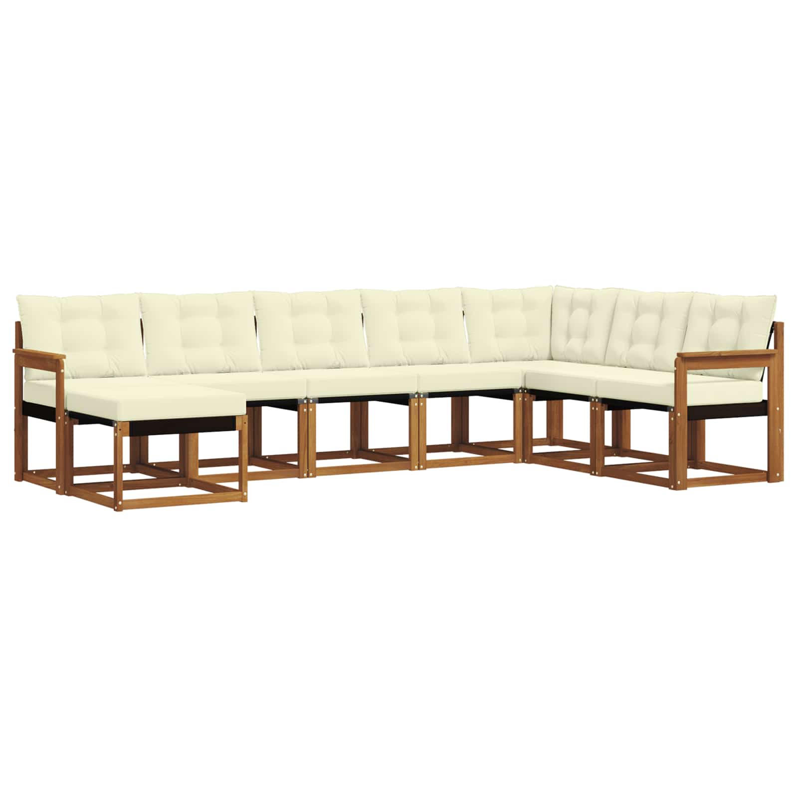 Σειρά Καναπέ Εξωτερικού με μαξιλάρι 8 pcs Φυσικό και Κρέμα - Pakobazaar