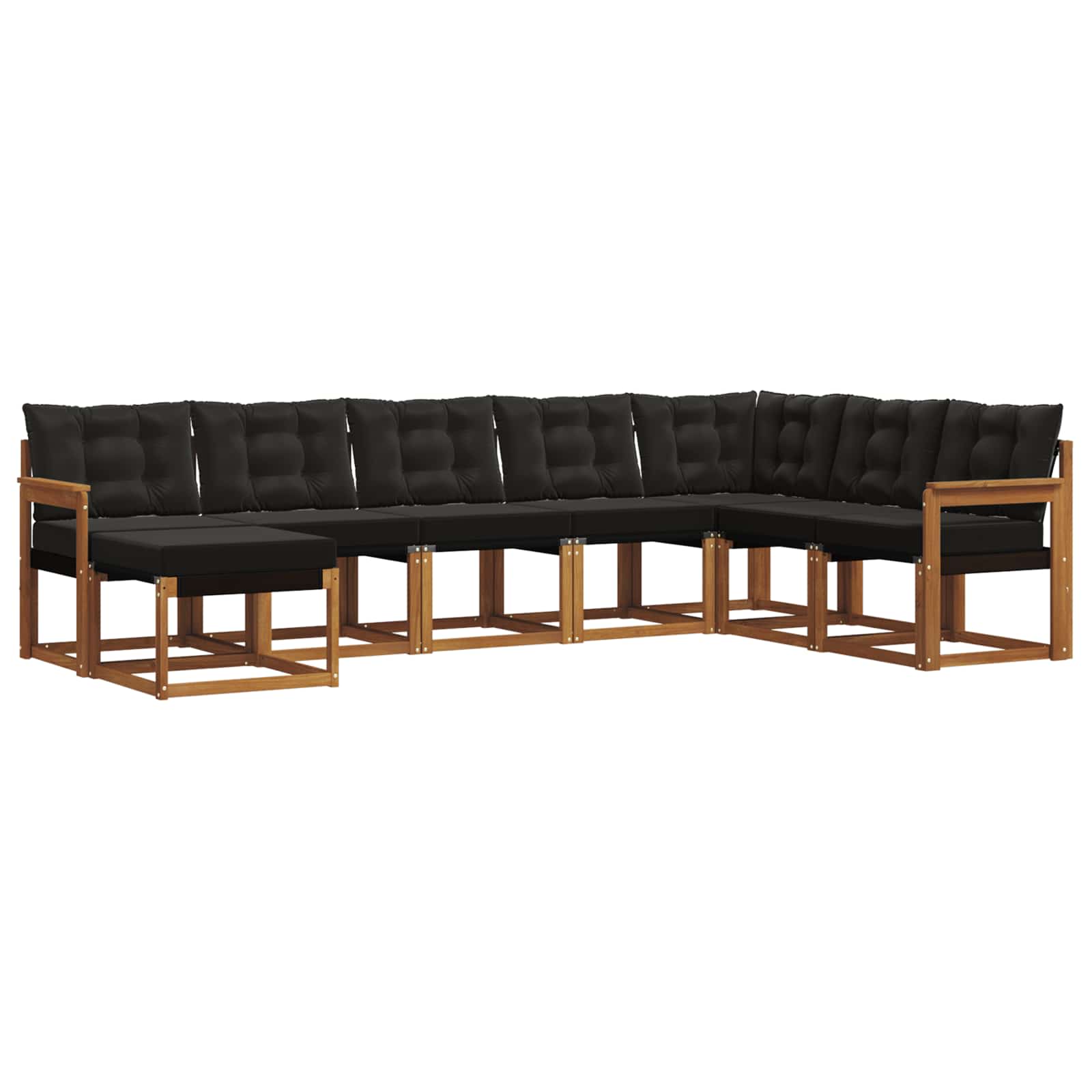Σειρά Καναπέ Εξωτερικού με μαξιλάρι 8 pcs Φυσικό και Μαύρο - Pakobazaar