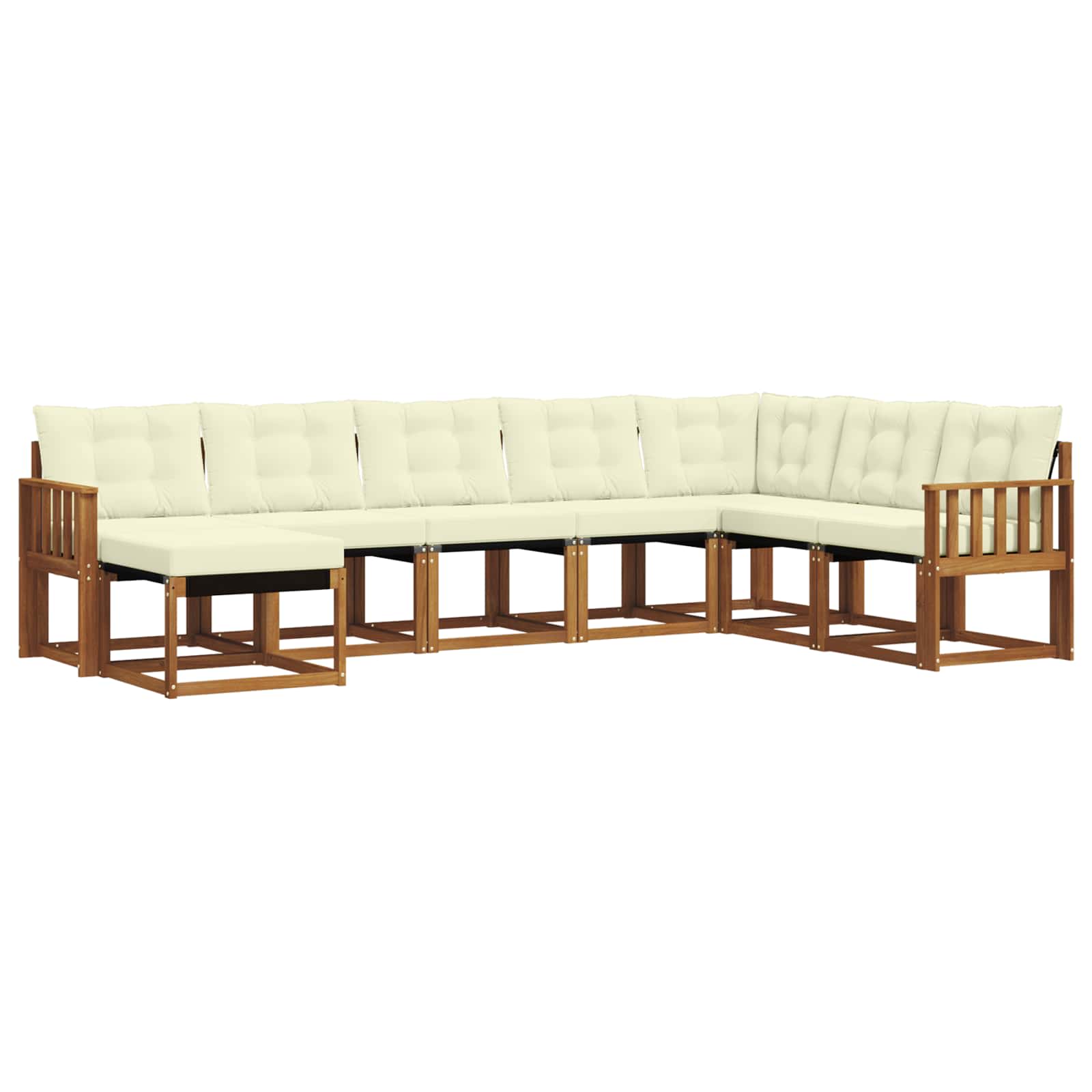Σειρά Καναπέ Εξωτερικού με μαξιλάρι 8 pcs Φυσικό και Κρέμα - Pakobazaar