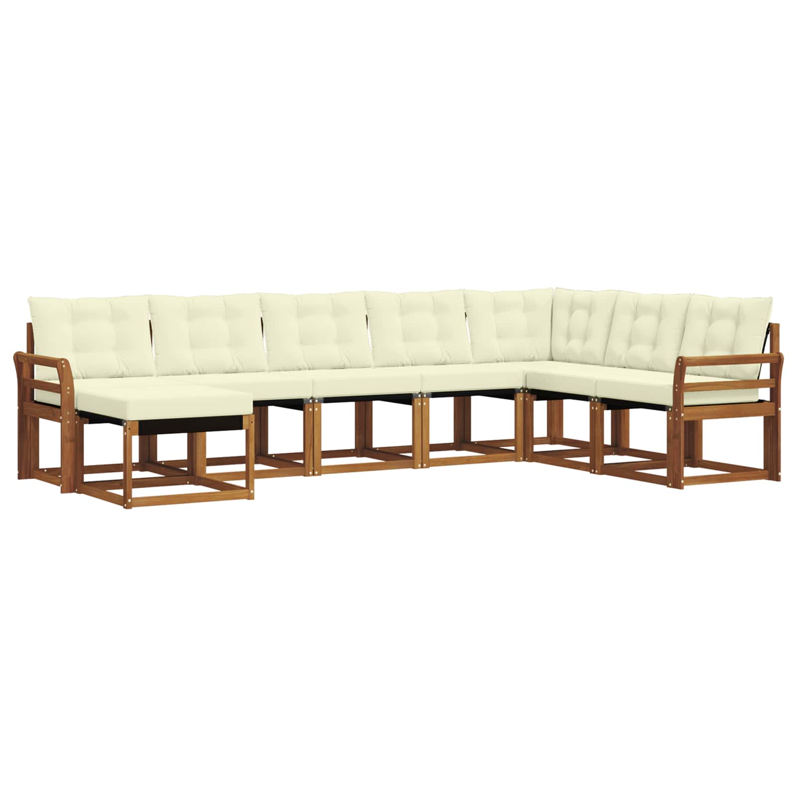 Σειρά Καναπέ Εξωτερικού με μαξιλάρι 8 pcs Φυσικό και Κρέμα - Pakobazaar