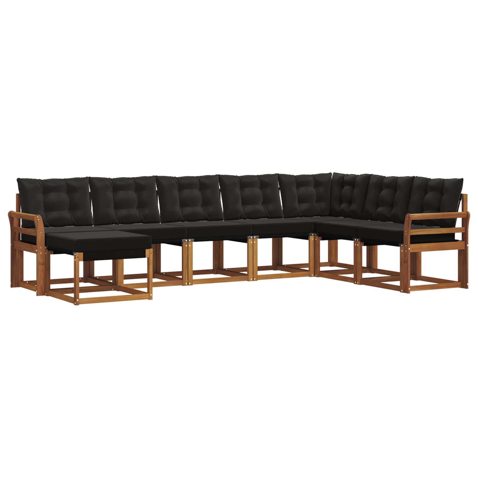 Σειρά Καναπέ Εξωτερικού με μαξιλάρι 8 pcs Φυσικό και Μαύρο - Pakobazaar
