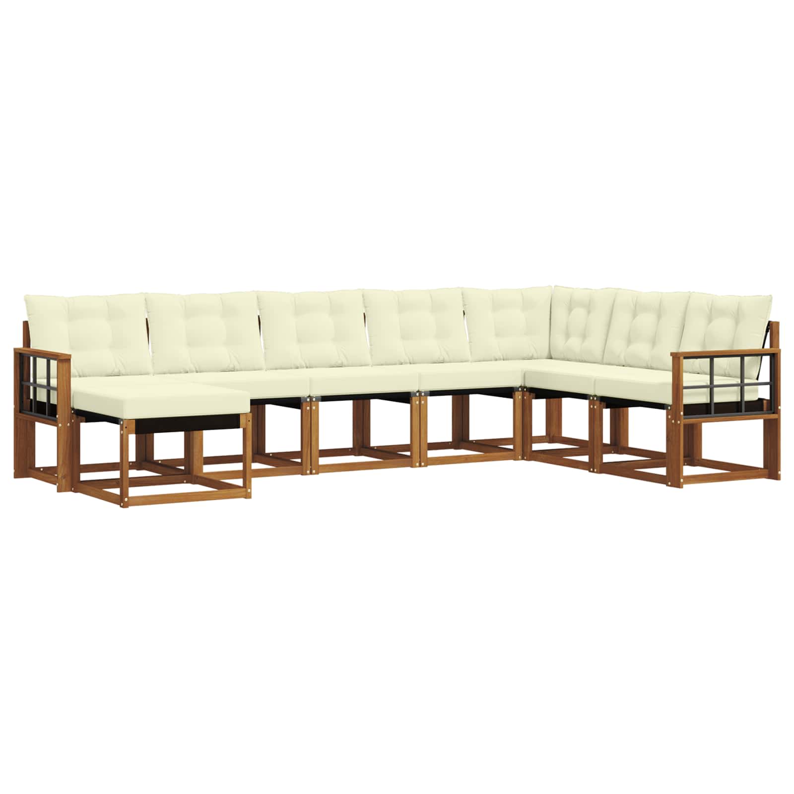 Σειρά Καναπέ Εξωτερικού με μαξιλάρι 8 pcs Φυσικό και Κρέμα - Pakobazaar