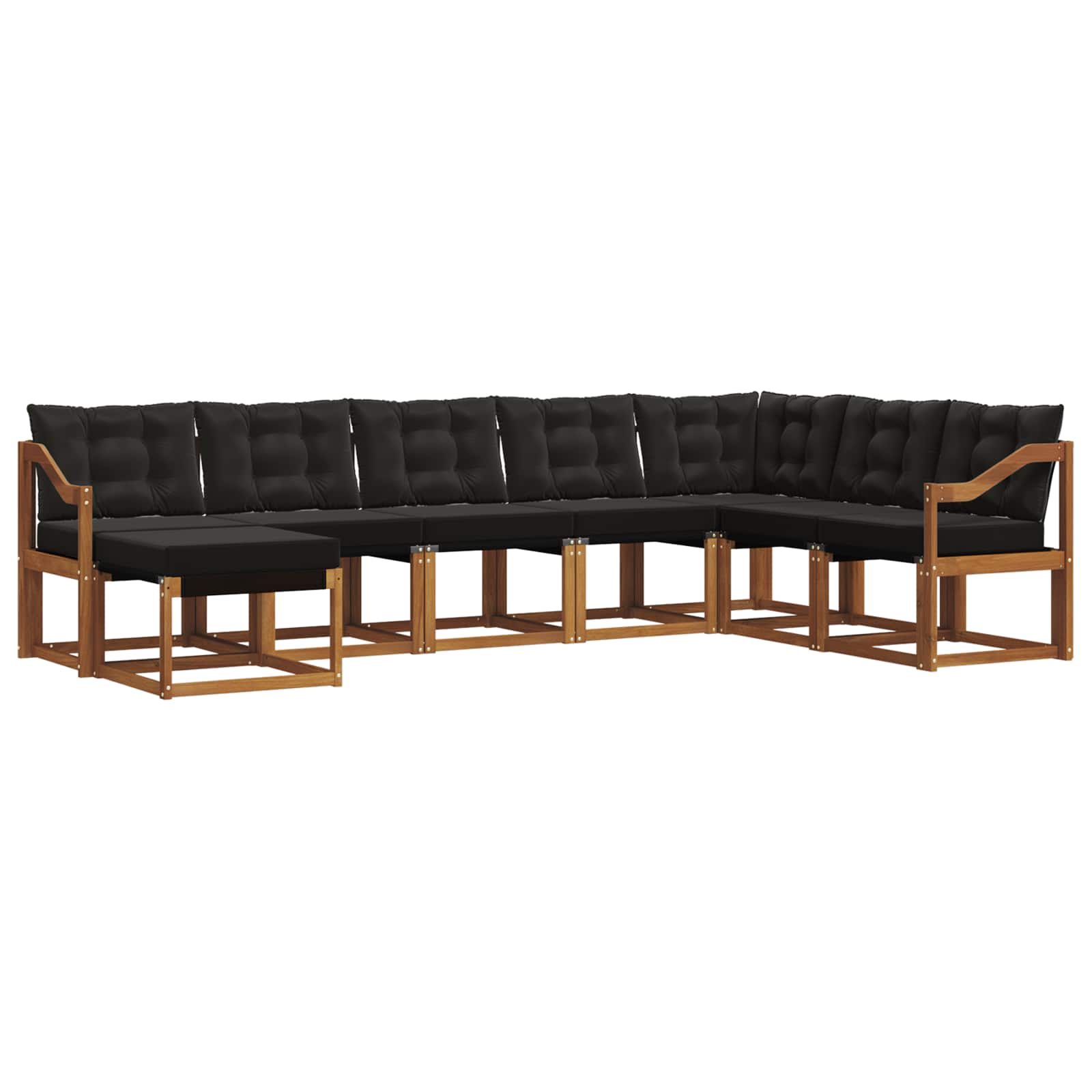 Σειρά Καναπέ Εξωτερικού με μαξιλάρι 8 pcs Φυσικό και Μαύρο - Pakobazaar