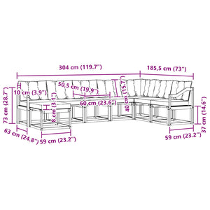 Σειρά Καναπέ Εξωτερικού με μαξιλάρι 8 pcs Φυσικό και Μπεζ - Pakobazaar