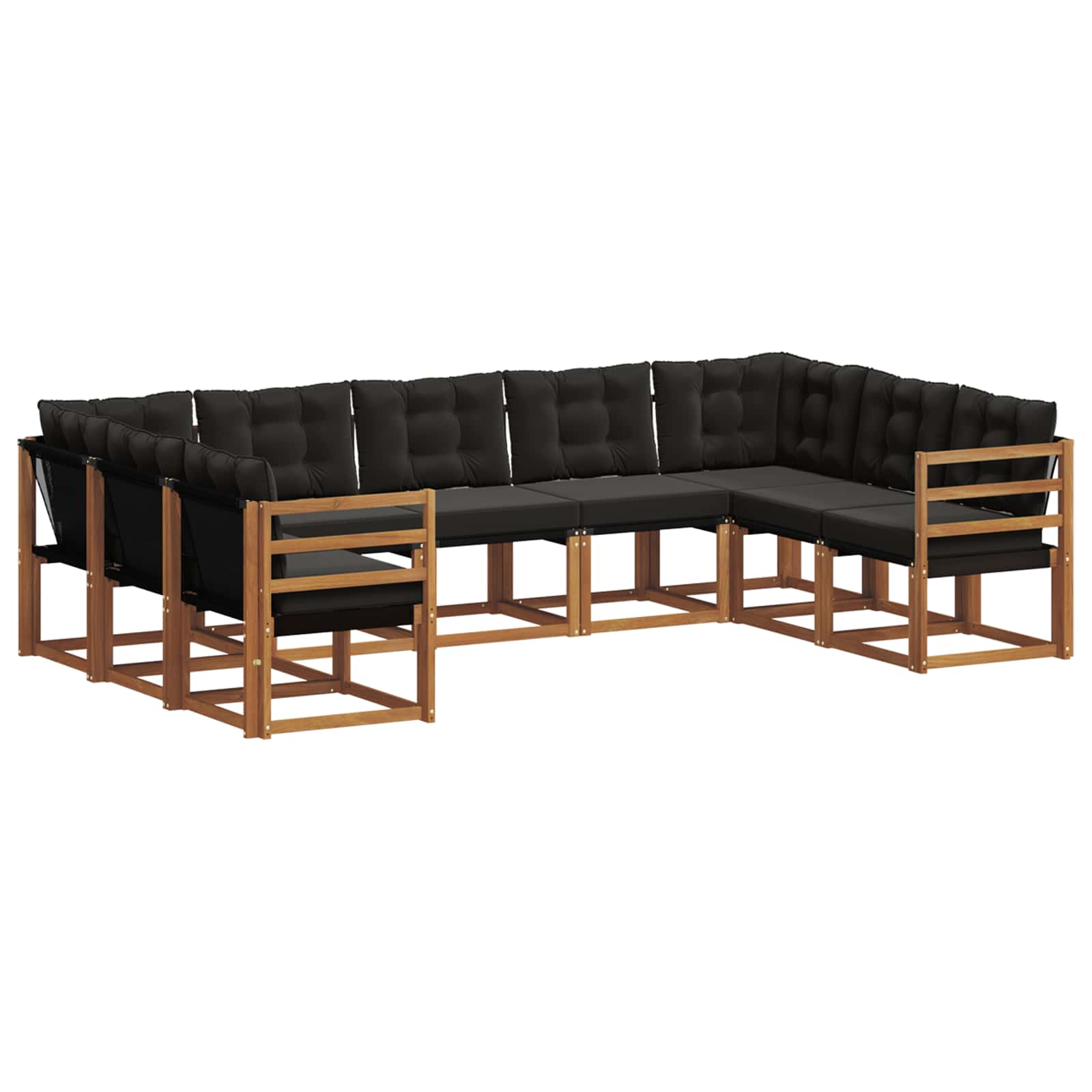 Σειρά Καναπέ Εξωτερικού με μαξιλάρι 29 pcs Φυσικό και Μαύρο - Pakobazaar