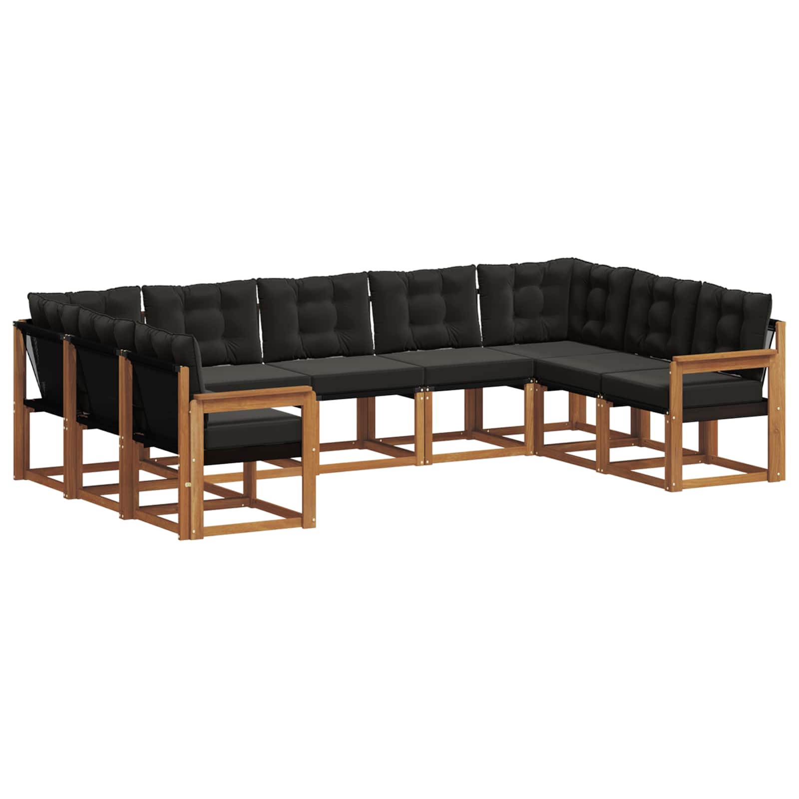 Σειρά Καναπέ Εξωτερικού με μαξιλάρι 29 pcs Φυσικό και Μαύρο - Pakobazaar