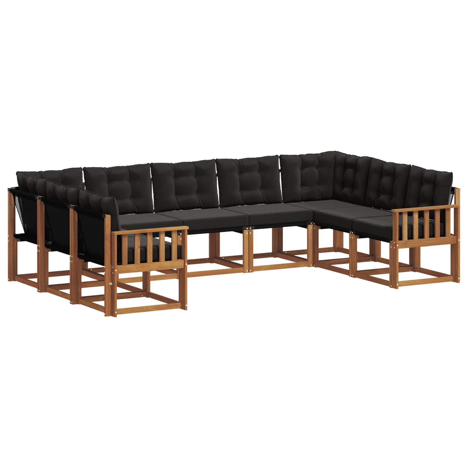 Σειρά Καναπέ Εξωτερικού με μαξιλάρι 29 pcs Φυσικό και Μαύρο - Pakobazaar