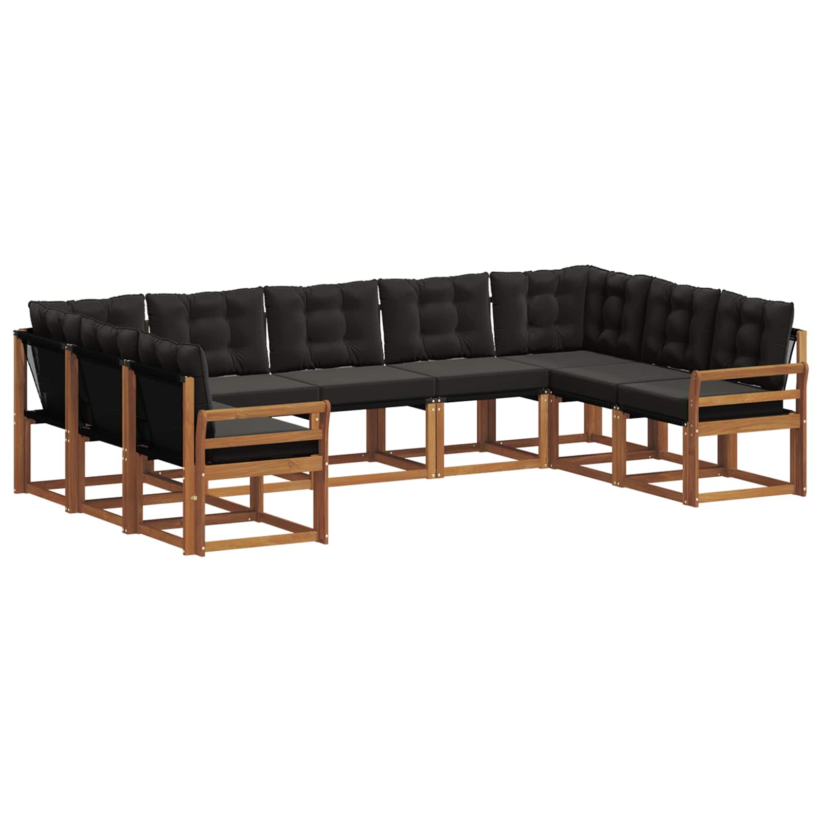 Σειρά Καναπέ Εξωτερικού με μαξιλάρι 29 pcs Φυσικό και Μαύρο - Pakobazaar