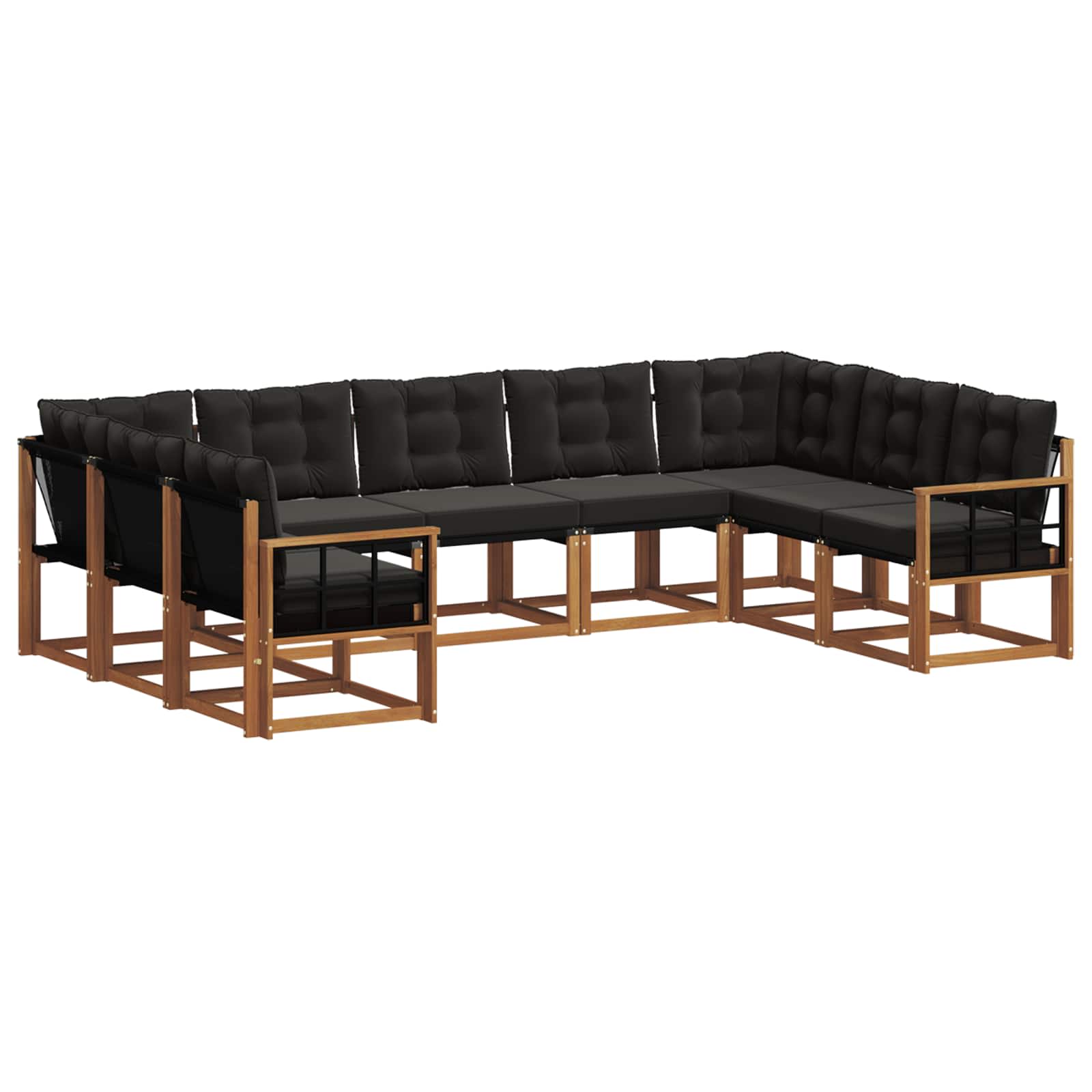 Σειρά Καναπέ Εξωτερικού με μαξιλάρι 29 pcs Φυσικό και Μαύρο - Pakobazaar