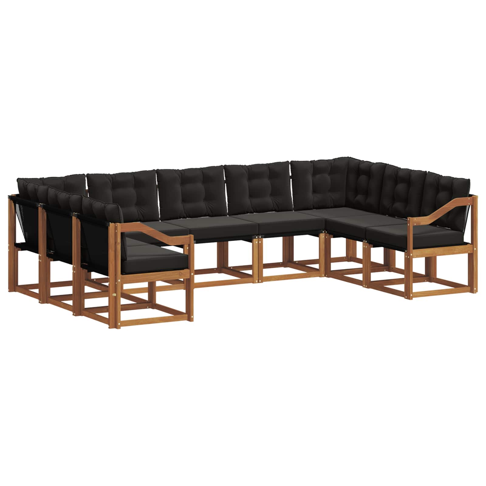 Σειρά Καναπέ Εξωτερικού με μαξιλάρι 29 pcs Φυσικό και Μαύρο - Pakobazaar