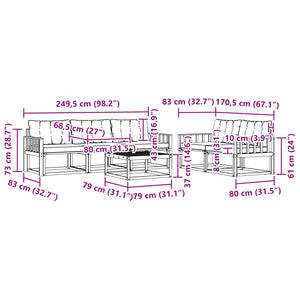 Σειρά Καναπέ Εξωτερικού με μαξιλάρι 6 pcs Φυσικό και Μπεζ - Pakobazaar