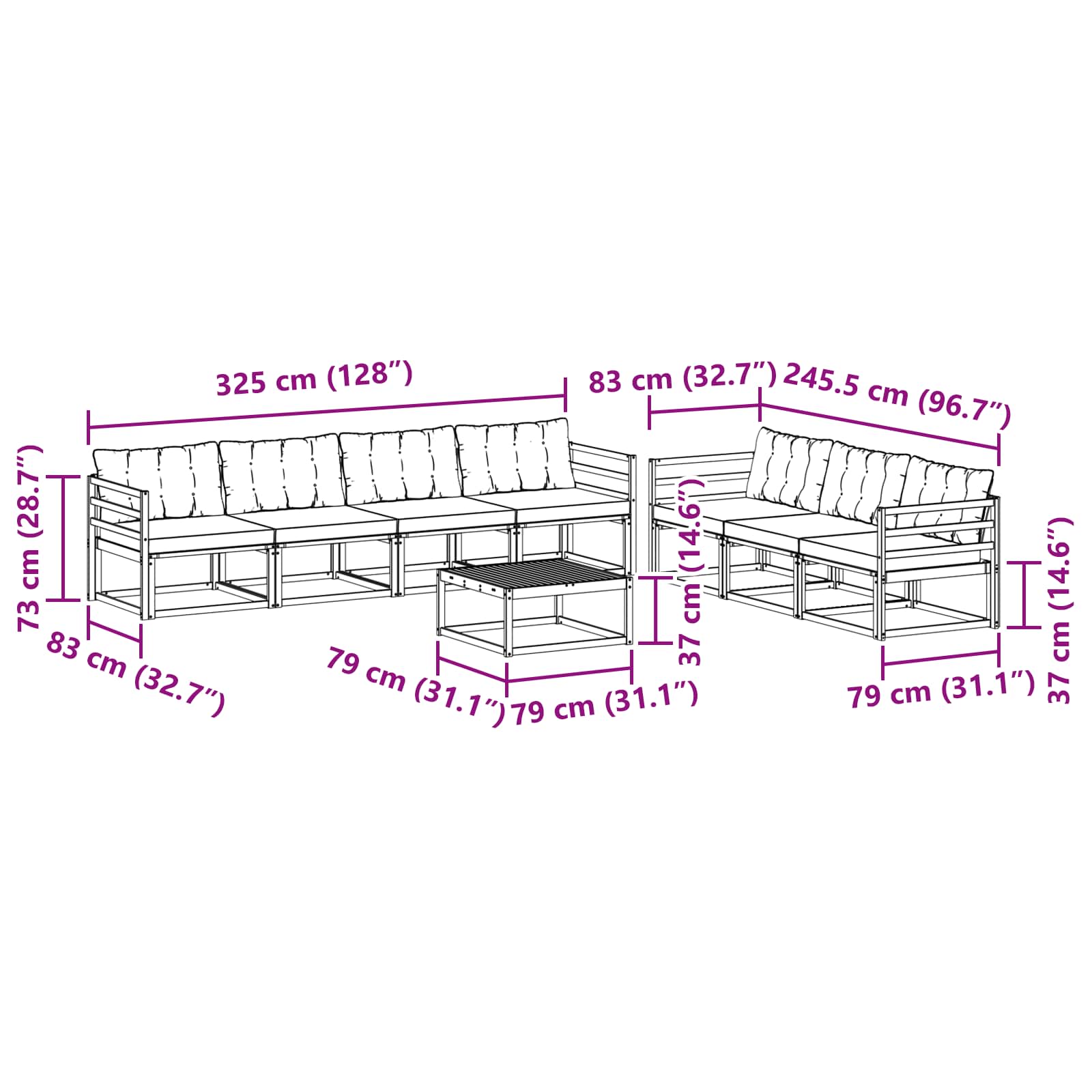 Σειρά Καναπέ Εξωτερικού με μαξιλάρι 8 pcs Φυσικό και Κρέμα - Pakobazaar