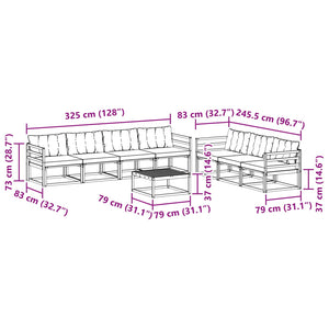Σειρά Καναπέ Εξωτερικού με μαξιλάρι 8 pcs Φυσικό και Μαύρο - Pakobazaar