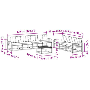 Σειρά Καναπέ Εξωτερικού με μαξιλάρι 8 pcs Φυσικό και Κρέμα - Pakobazaar