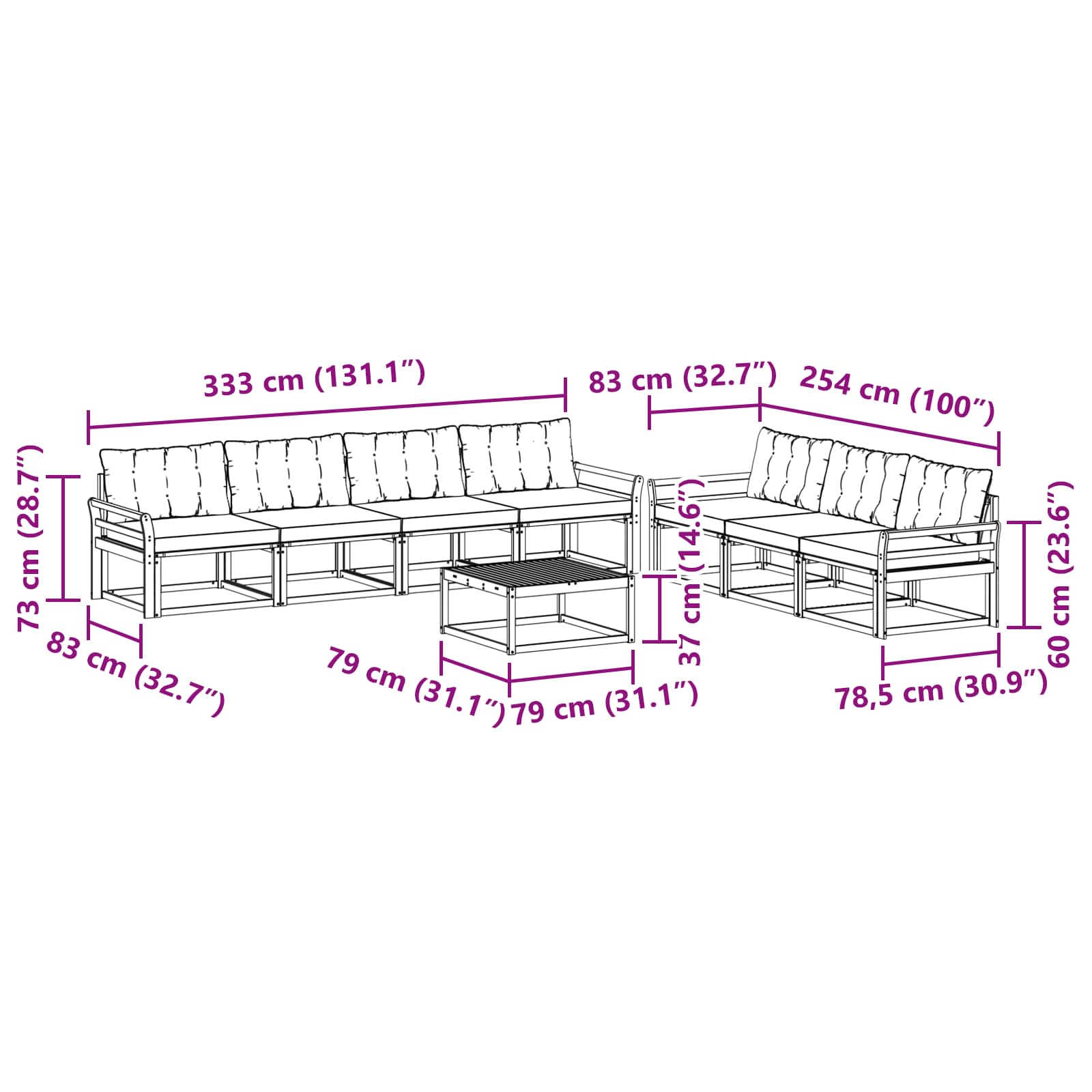 Σειρά Καναπέ Εξωτερικού με μαξιλάρι 8 pcs Φυσικό και Κρέμα - Pakobazaar