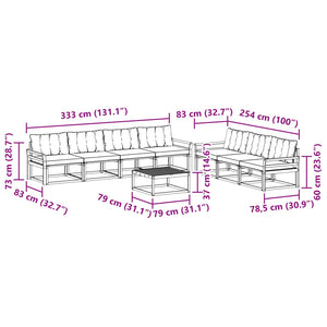Σειρά Καναπέ Εξωτερικού με μαξιλάρι 8 pcs Φυσικό και Μαύρο - Pakobazaar