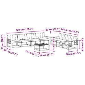 Σειρά Καναπέ Εξωτερικού με μαξιλάρι 8 pcs Φυσικό και Μαύρο - Pakobazaar