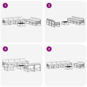 Σειρά Καναπέ Εξωτερικού με μαξιλάρι 8 pcs Φυσικό και Μαύρο - Pakobazaar