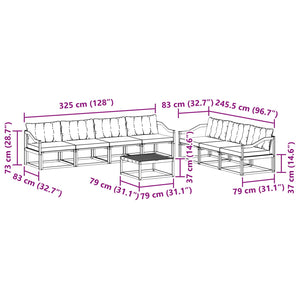 Σειρά Καναπέ Εξωτερικού 8 pcs Φυσικό και Ανοιχτό Γκρι - Pakobazaar