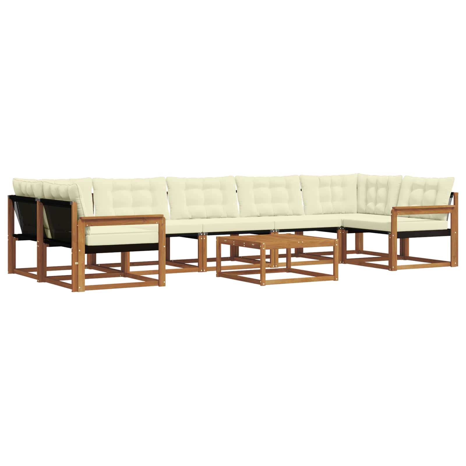 Σειρά Καναπέ Εξωτερικού με μαξιλάρι 8 pcs Φυσικό και Κρέμα - Pakobazaar