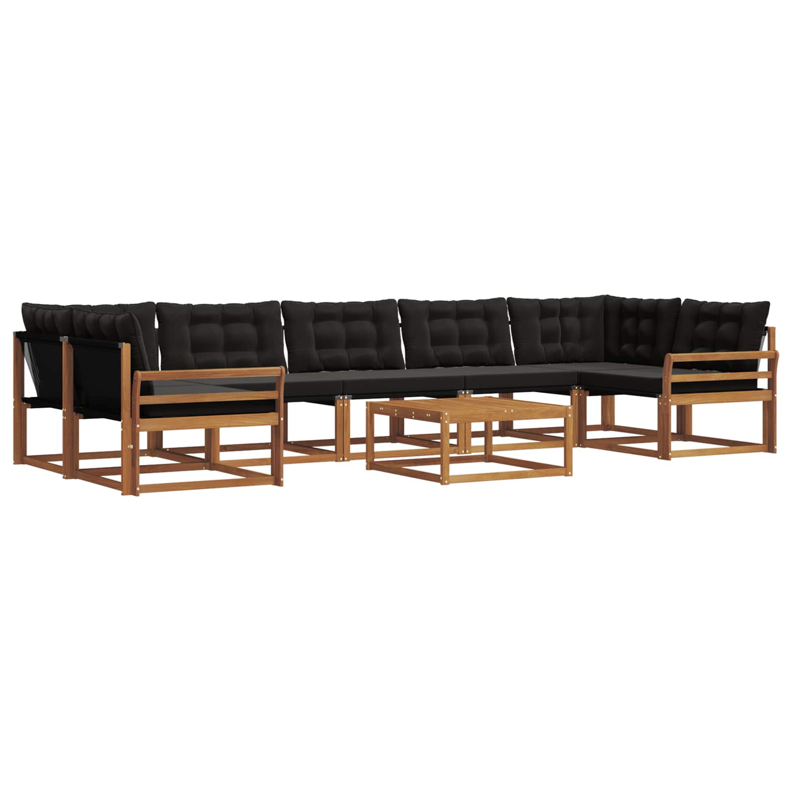 Σειρά Καναπέ Εξωτερικού με μαξιλάρι 8 pcs Φυσικό και Μαύρο - Pakobazaar
