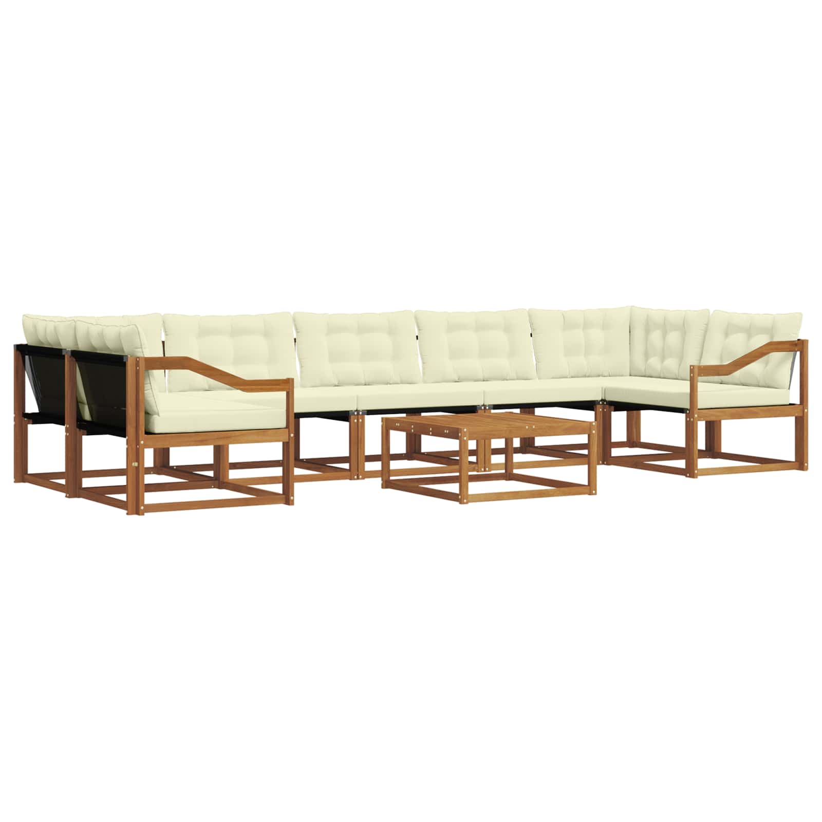 Σειρά Καναπέ Εξωτερικού με μαξιλάρι 8 pcs Φυσικό και Κρέμα - Pakobazaar