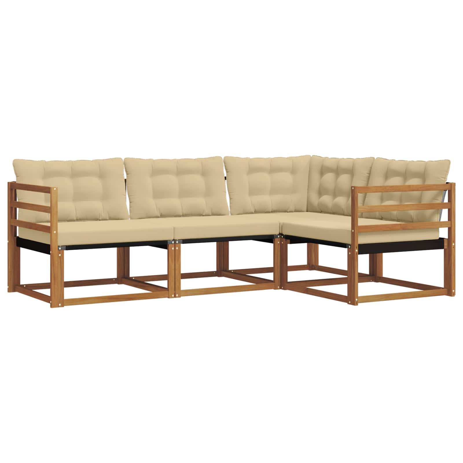 Σετ Καναπέ με μαξιλάρι 4 pcs Φυσικό και Μπεζ - Pakobazaar