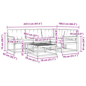 Σειρά Καναπέ Εξωτερικού 5 pcs Φυσικό και Ανοιχτό Γκρι - Pakobazaar