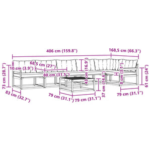 Σειρά Καναπέ Εξωτερικού με μαξιλάρι 7 pcs Φυσικό και Μαύρο - Pakobazaar