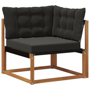 Σειρά Καναπέ Εξωτερικού με μαξιλάρι 7 pcs Φυσικό και Μαύρο - Pakobazaar