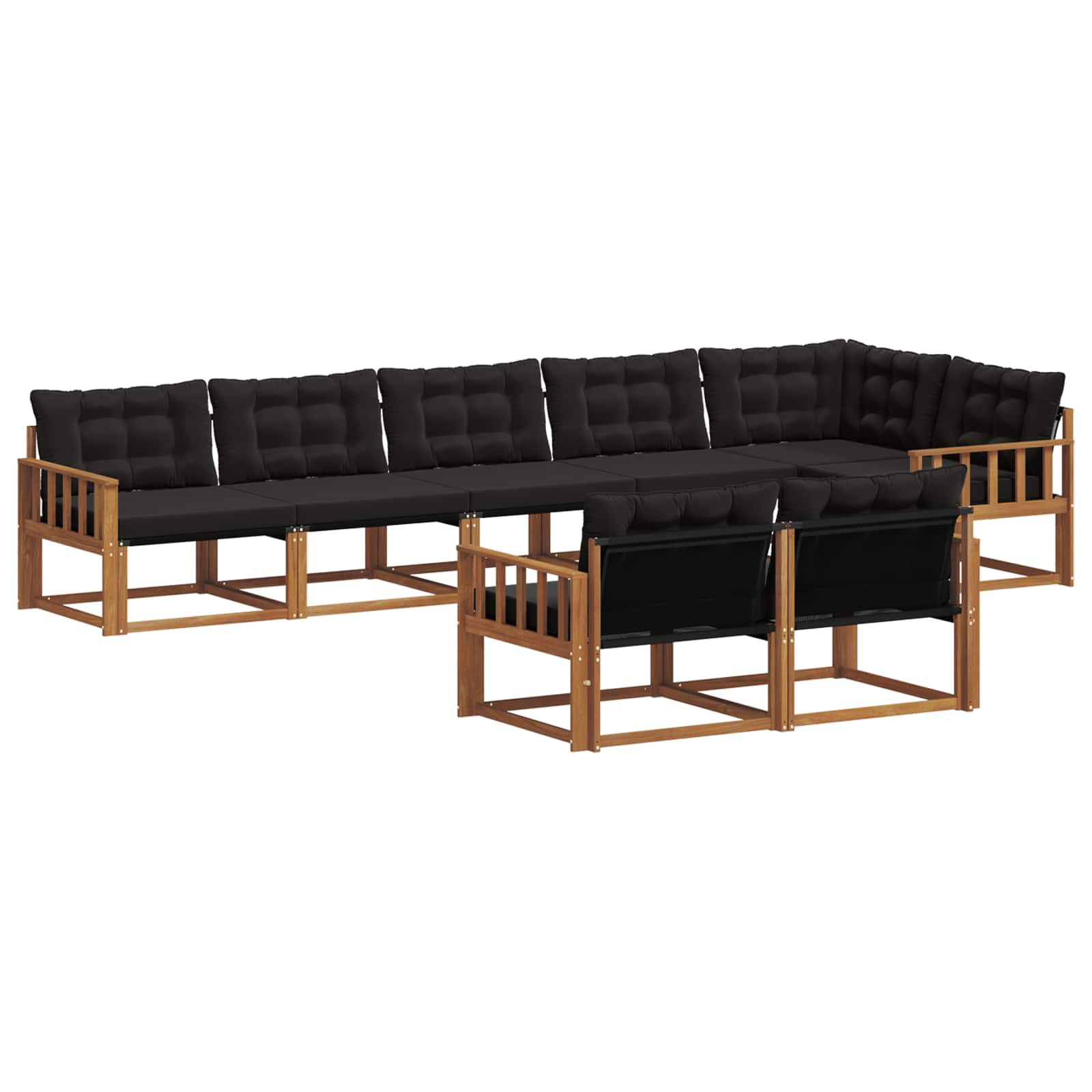 Σειρά Καναπέ Εξωτερικού με μαξιλάρι 8 pcs Φυσικό και Μαύρο - Pakobazaar