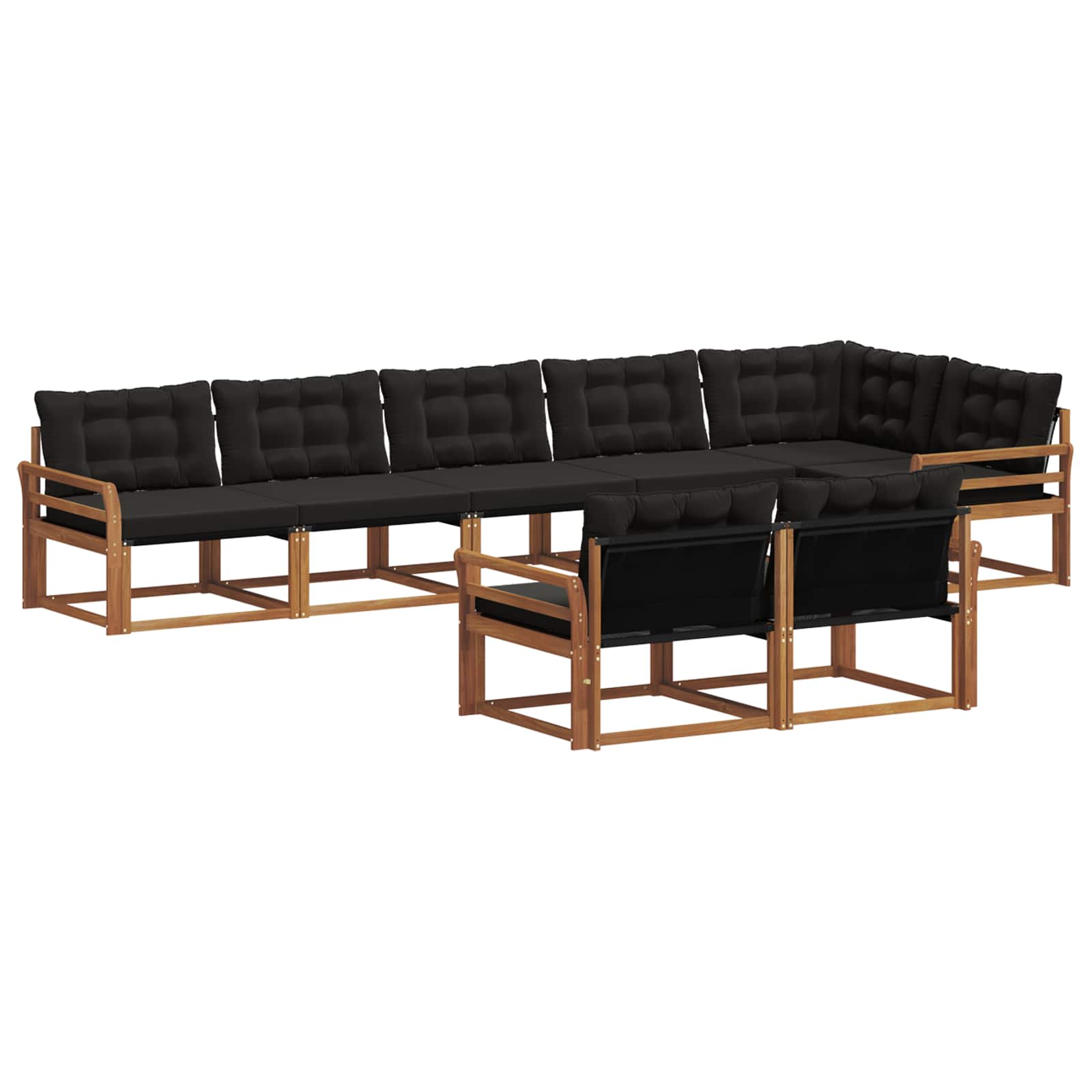 Σειρά Καναπέ Εξωτερικού με μαξιλάρι 8 pcs Φυσικό και Μαύρο - Pakobazaar