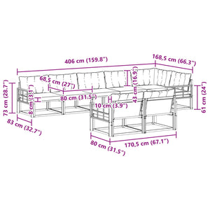 Σειρά Καναπέ Εξωτερικού με μαξιλάρι 8 pcs Φυσικό και Μαύρο - Pakobazaar