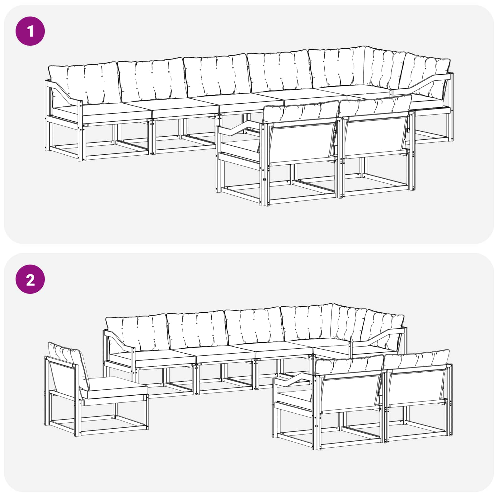 Σειρά Καναπέ Εξωτερικού 8 pcs Φυσικό και Ανοιχτό Γκρι - Pakobazaar