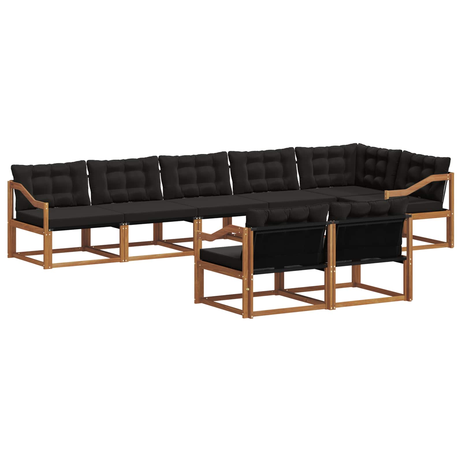 Σειρά Καναπέ Εξωτερικού με μαξιλάρι 8 pcs Φυσικό και Μαύρο - Pakobazaar