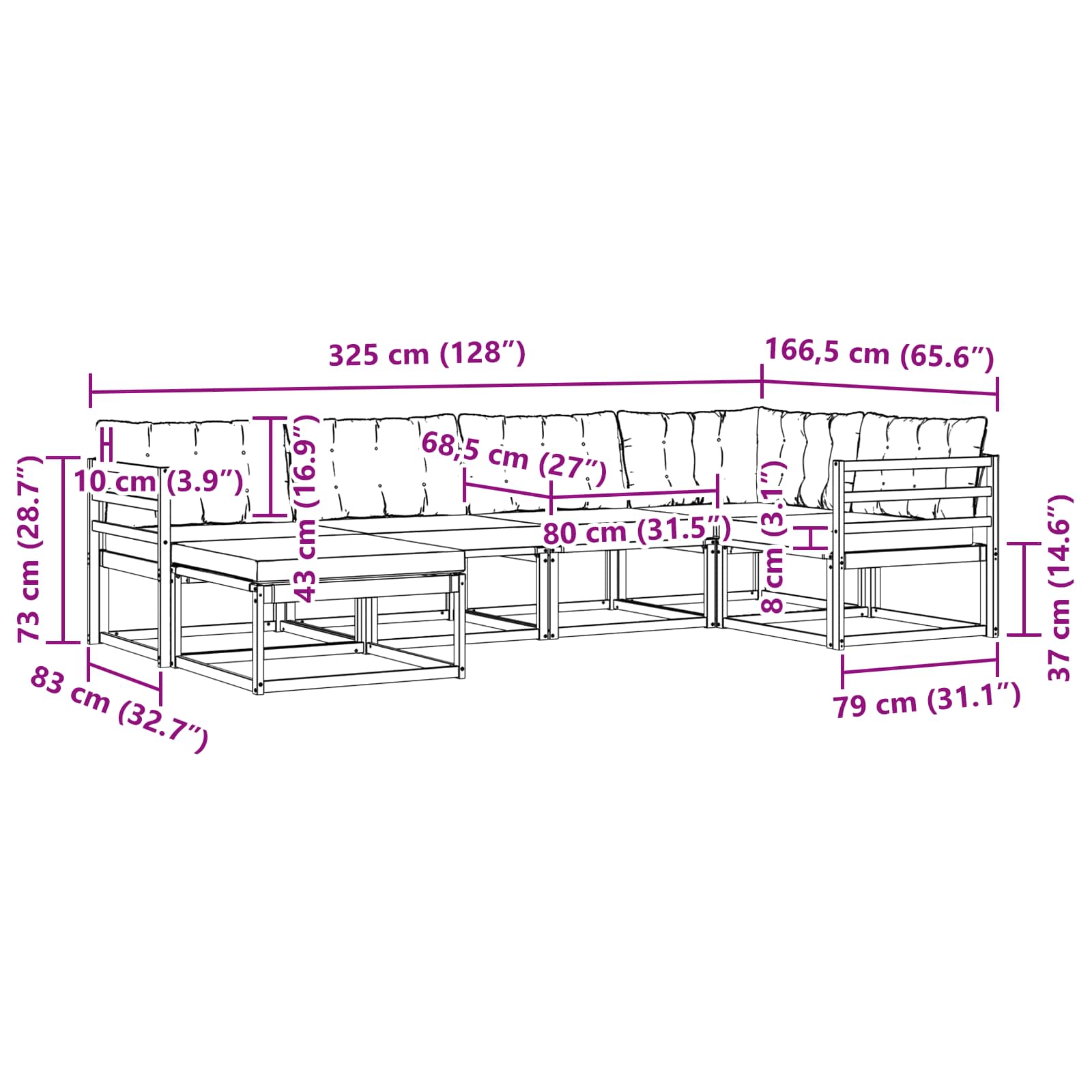 Σειρά Καναπέ Εξωτερικού με μαξιλάρι 18 pcs Φυσικό και Κρέμα - Pakobazaar