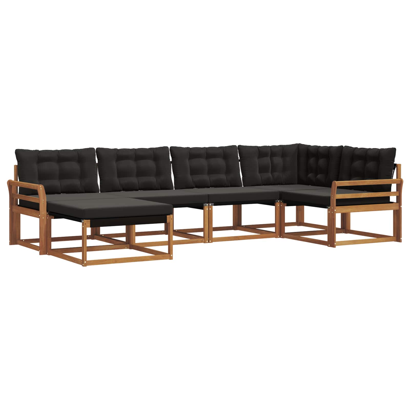 Σειρά Καναπέ Εξωτερικού με μαξιλάρι 18 pcs Φυσικό και Μαύρο - Pakobazaar