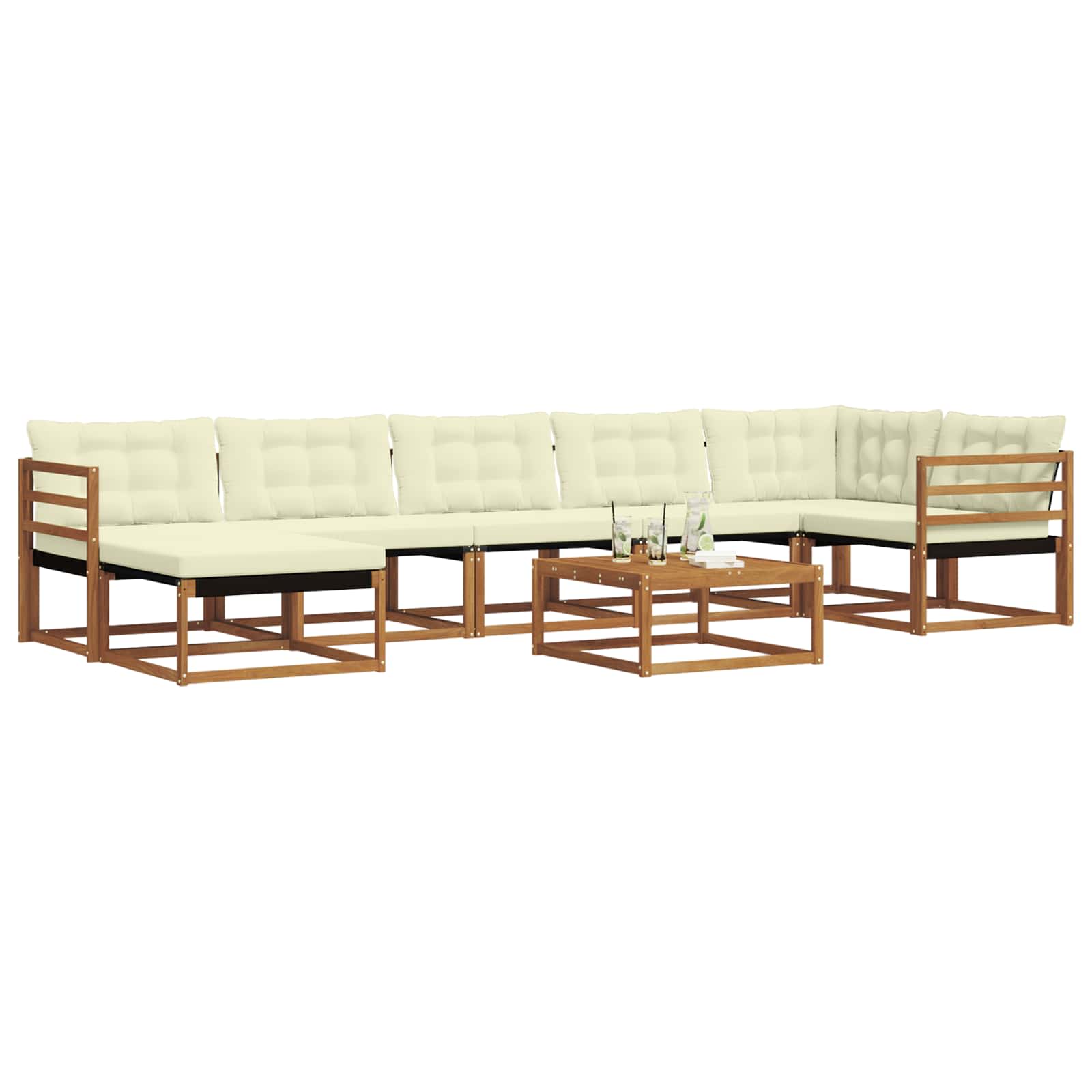 Σειρά Καναπέ Εξωτερικού με μαξιλάρι 22 pcs Φυσικό και Κρέμα - Pakobazaar