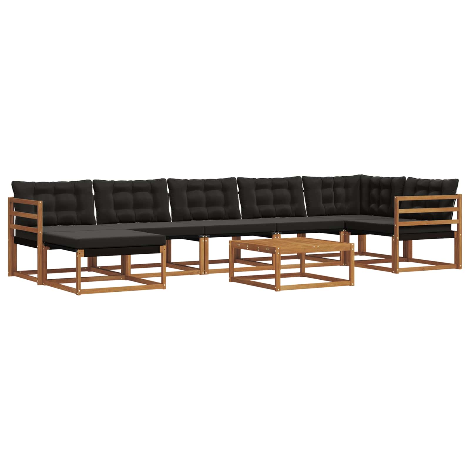 Σειρά Καναπέ Εξωτερικού με μαξιλάρι 22 pcs Φυσικό και Μαύρο - Pakobazaar